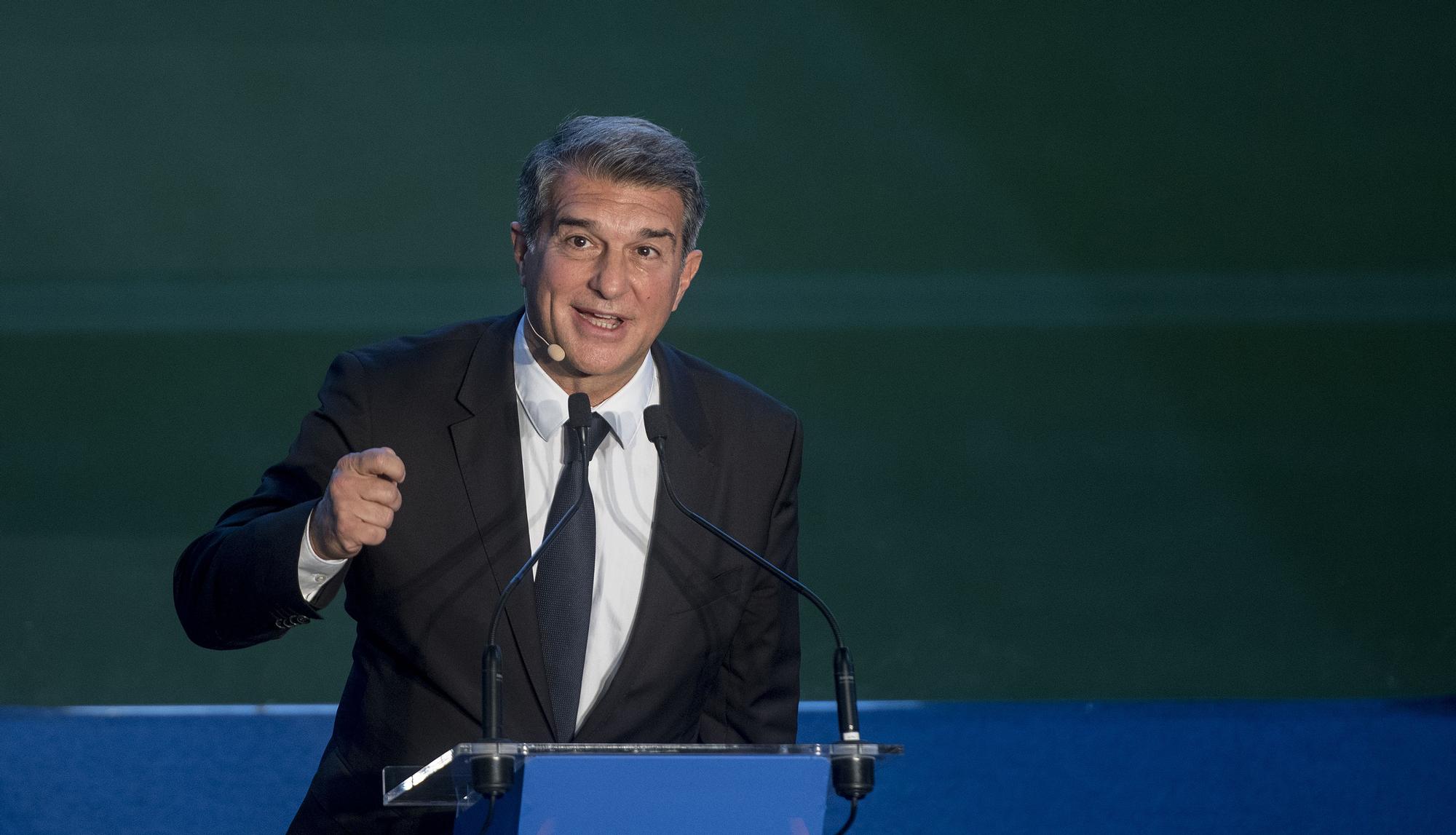 Laporta, en su discurso de investidura en el Camp Nou.