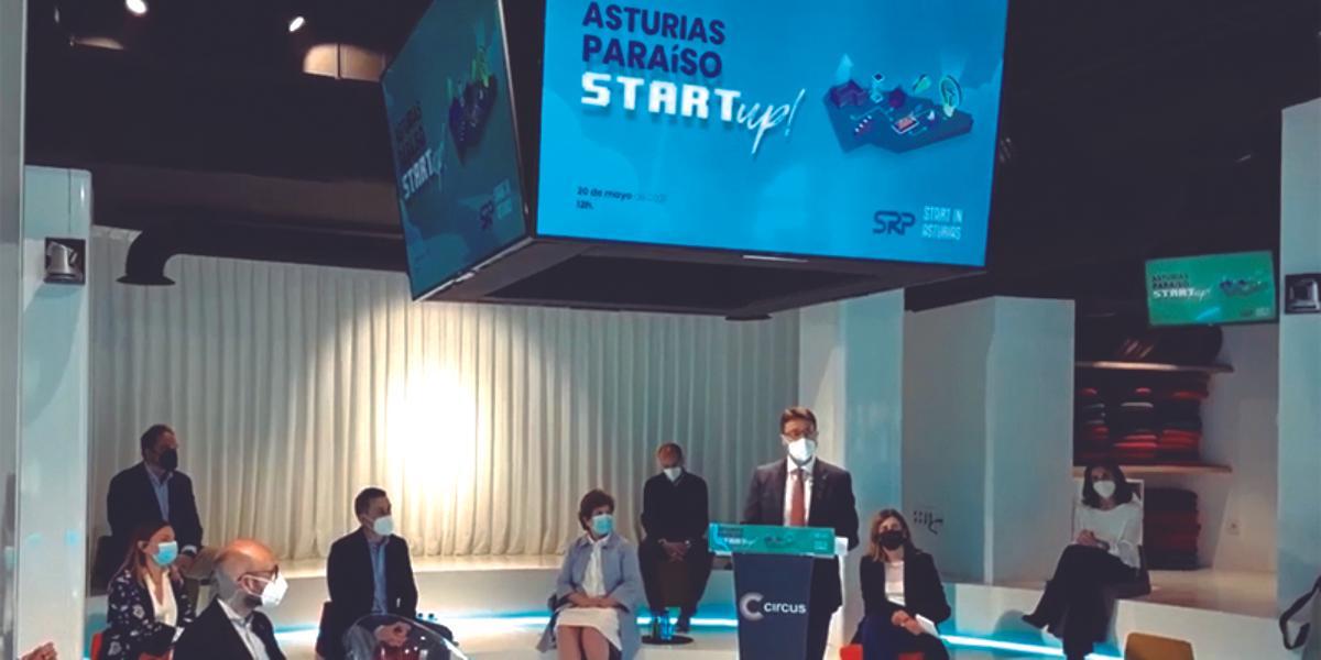 Enrique Fernández, durante la presentación de «Start in Asturias».