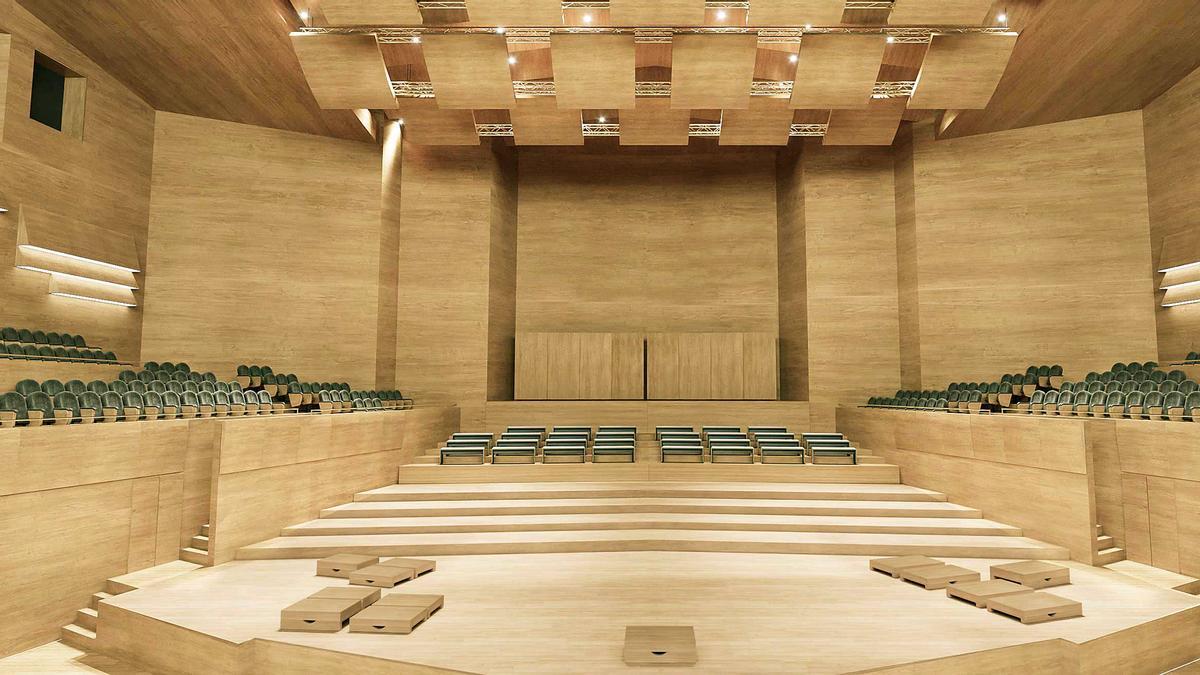 Reformas acústicas dentro la sala grande del Auditori de Barcelona