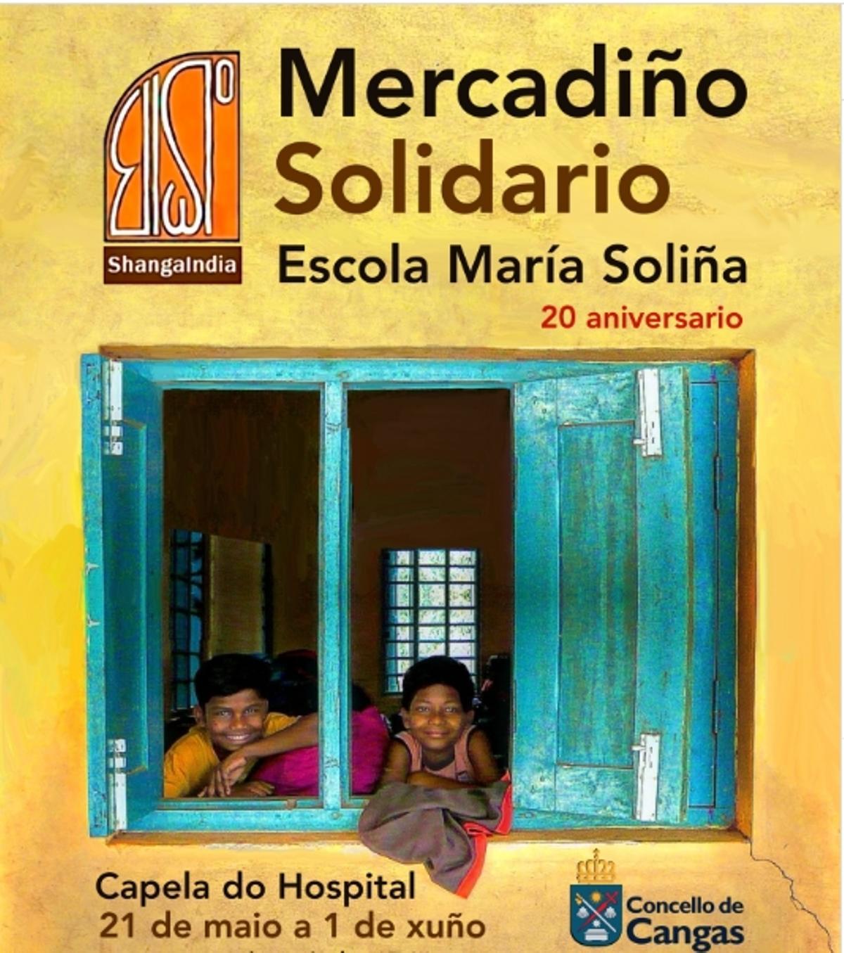 Cartel del mercadillo abierto en Cangas.