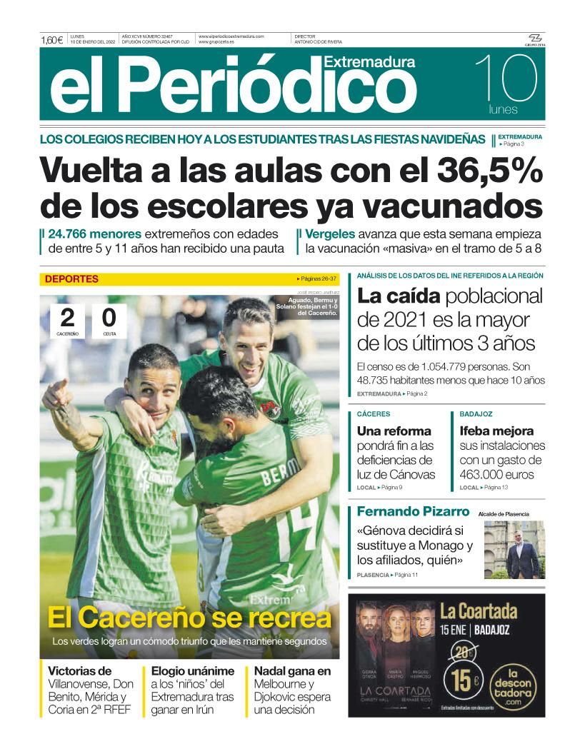 Consulta la portada correspondiente al día 10 de enero del 2022