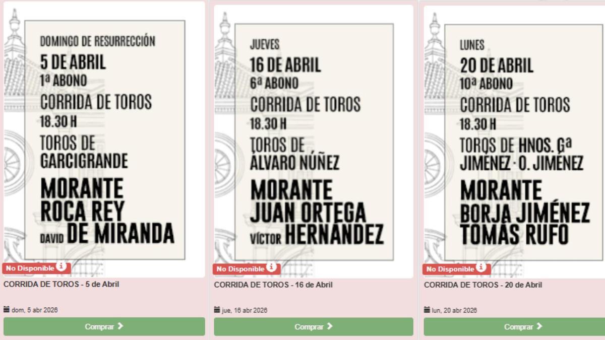 Agotadas las tres tardes de Morante de la Puebla