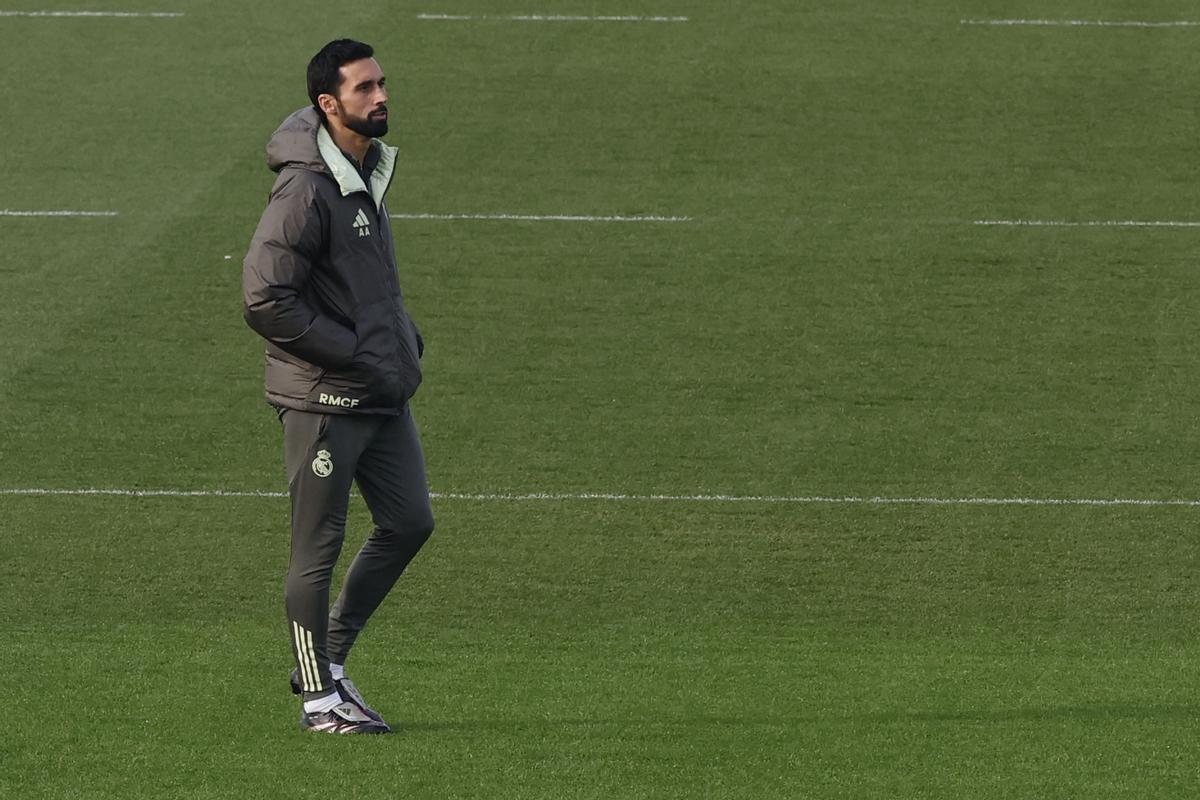 Arbeloa, en un entrenamiento con el Real Madrid.