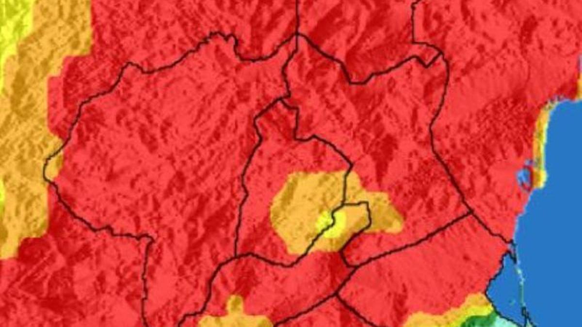 Mapa de la Aemet por la alerta de incendio.