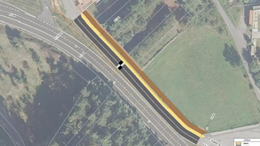 Plano con el trazado que seguirá la actuación en la PO-548.