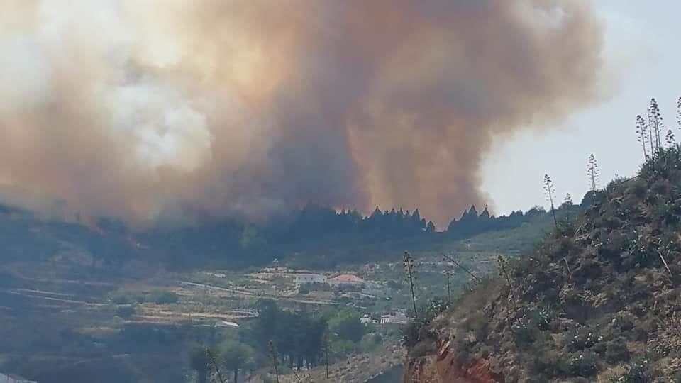 Incendio originado en Tejeda