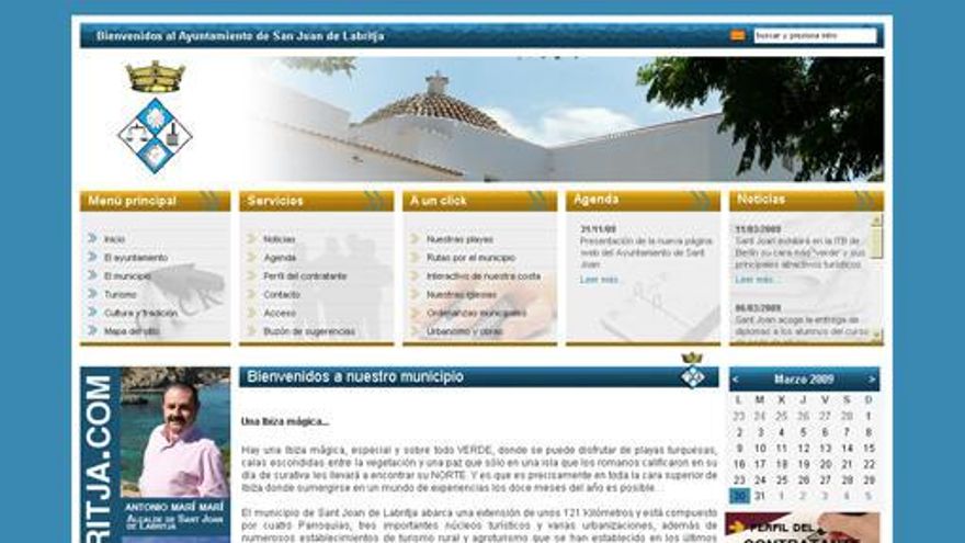 Pantalla de presentación de la nueva web de Sant Joan.