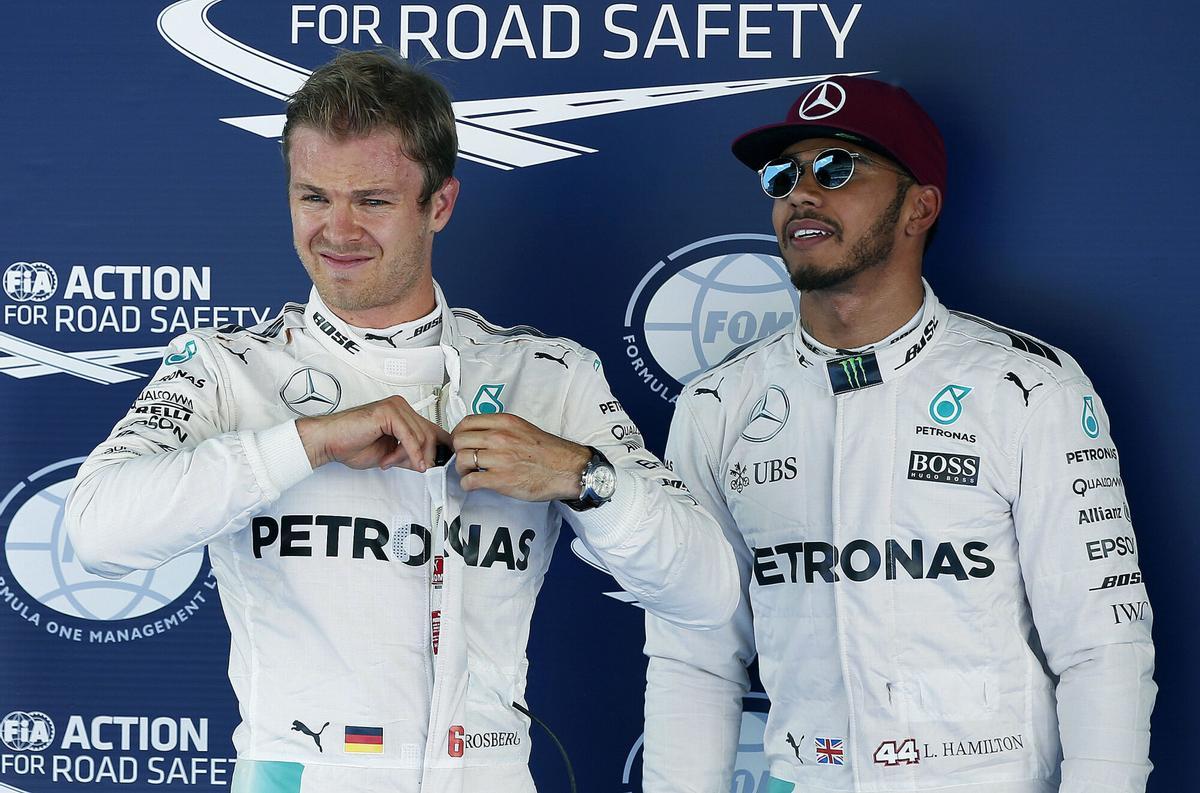 Lewis Hamilton y Nico Rosberg durante el Gran Premio de España de Fórmula 1 de 2016