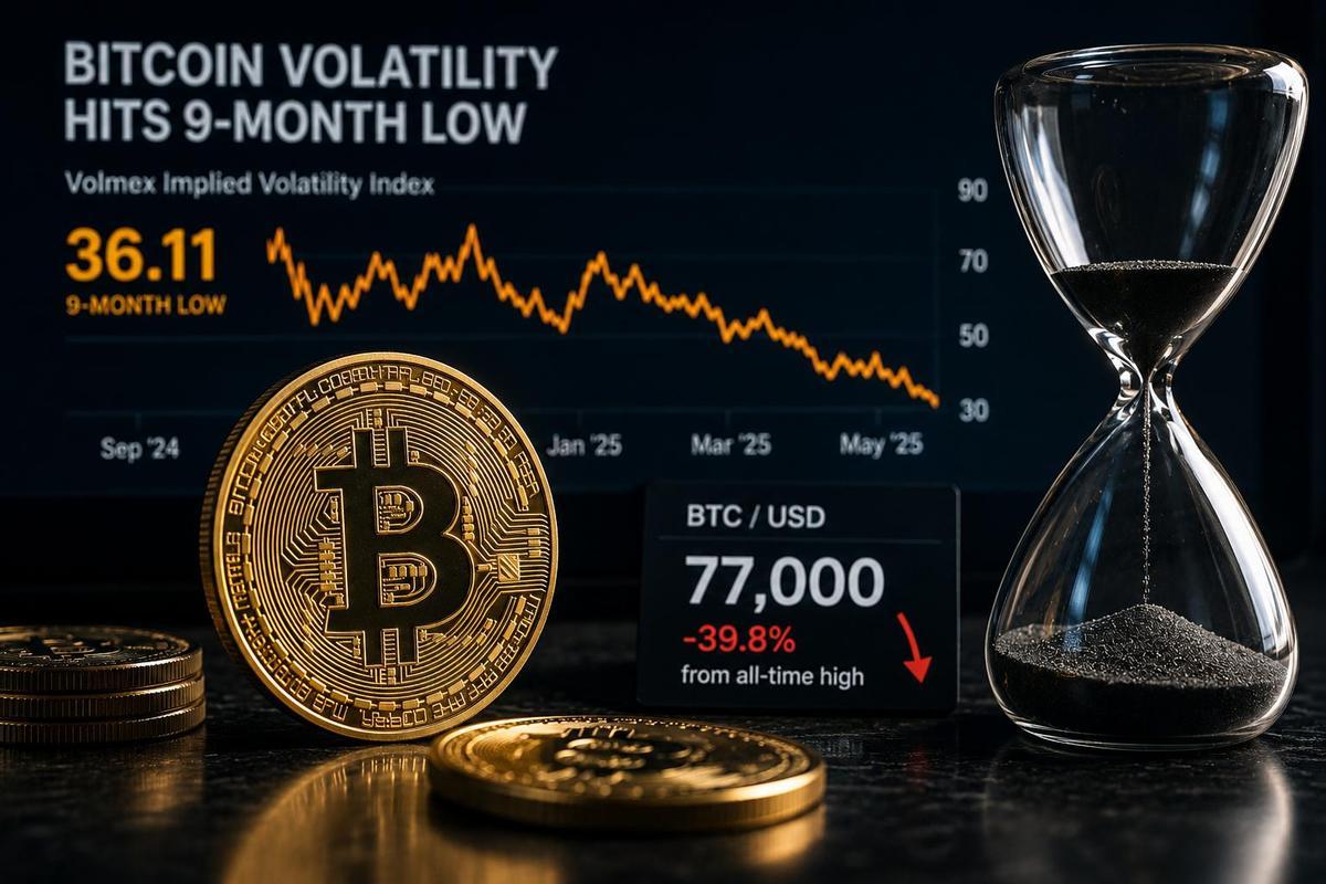 La volatilidad de Bitcoin cae a mínimos de nueve meses.