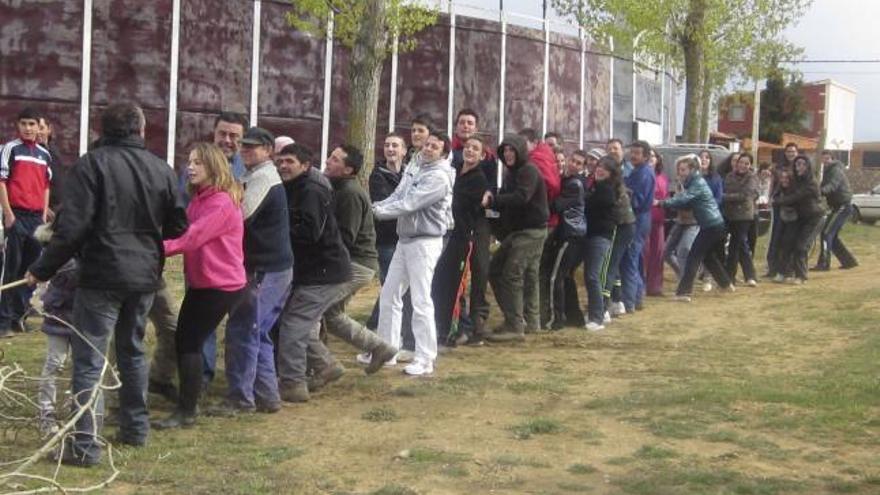 El momento de «clavar» la viga en la tierra.