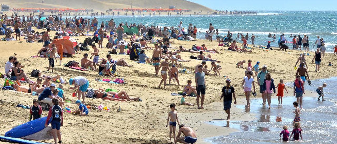 Imagen de la Playa de Maspalomas la pasada Semana Santa.