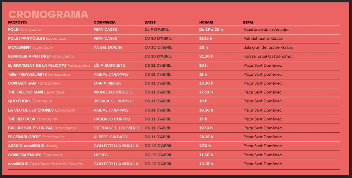 La programació del festival