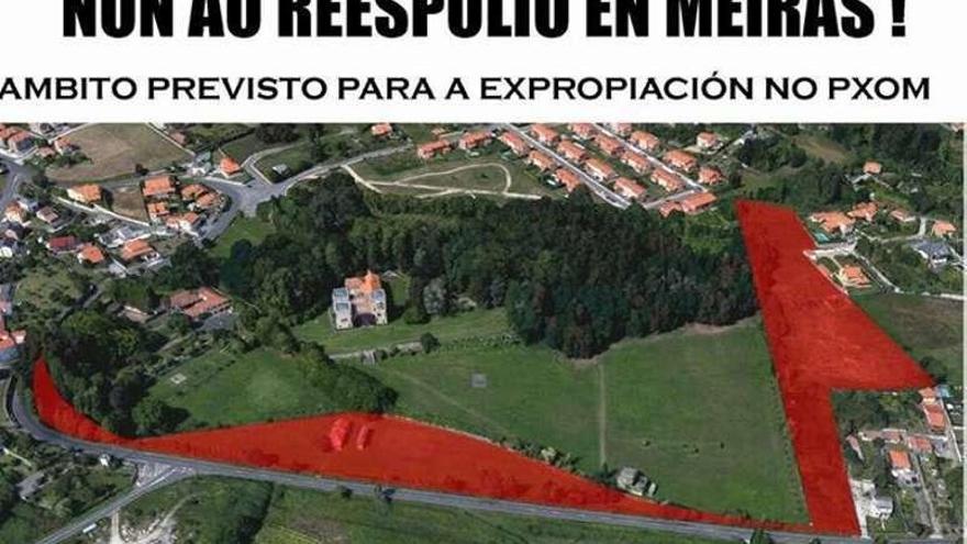 Cartel del BNG contra la expropiación prevista en Meirás.