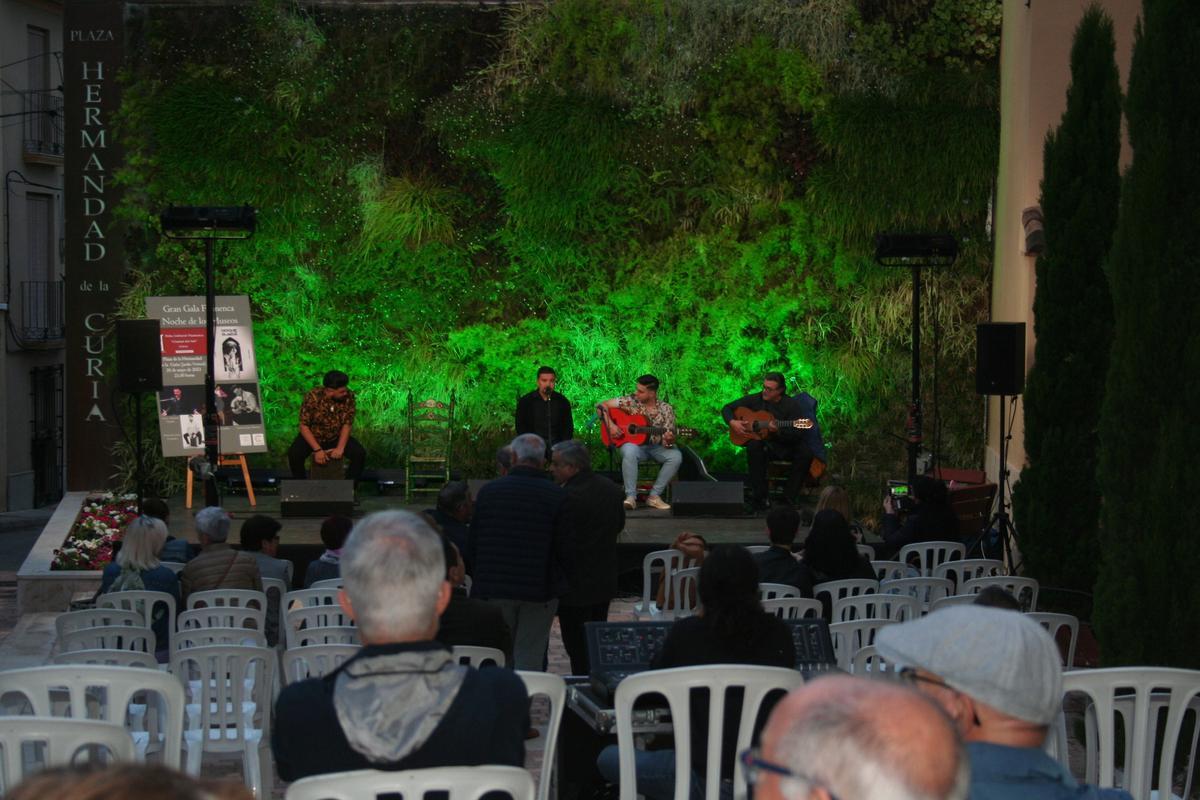 En la Plaza de la Hermandad de la Curia los aficionados al flamenco pudieron disfrutar de una gala de este arte.