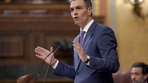El presidente del Gobierno, Pedro Sánchez, durante su comparecencia en el Congreso para dar cuenta del apagón y del plan de inversiones en defensa el pasado 7 de mayo. 