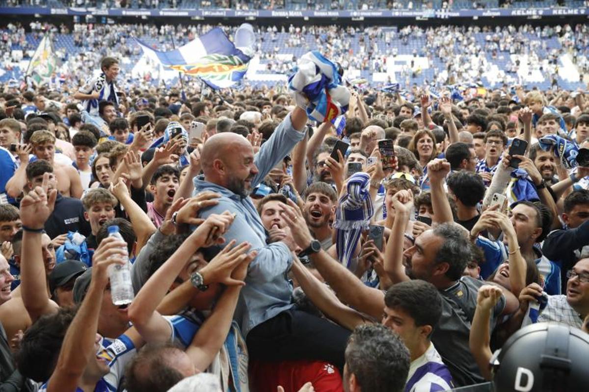 Manolo González, el día del ascenso a Primera con el Espanyol