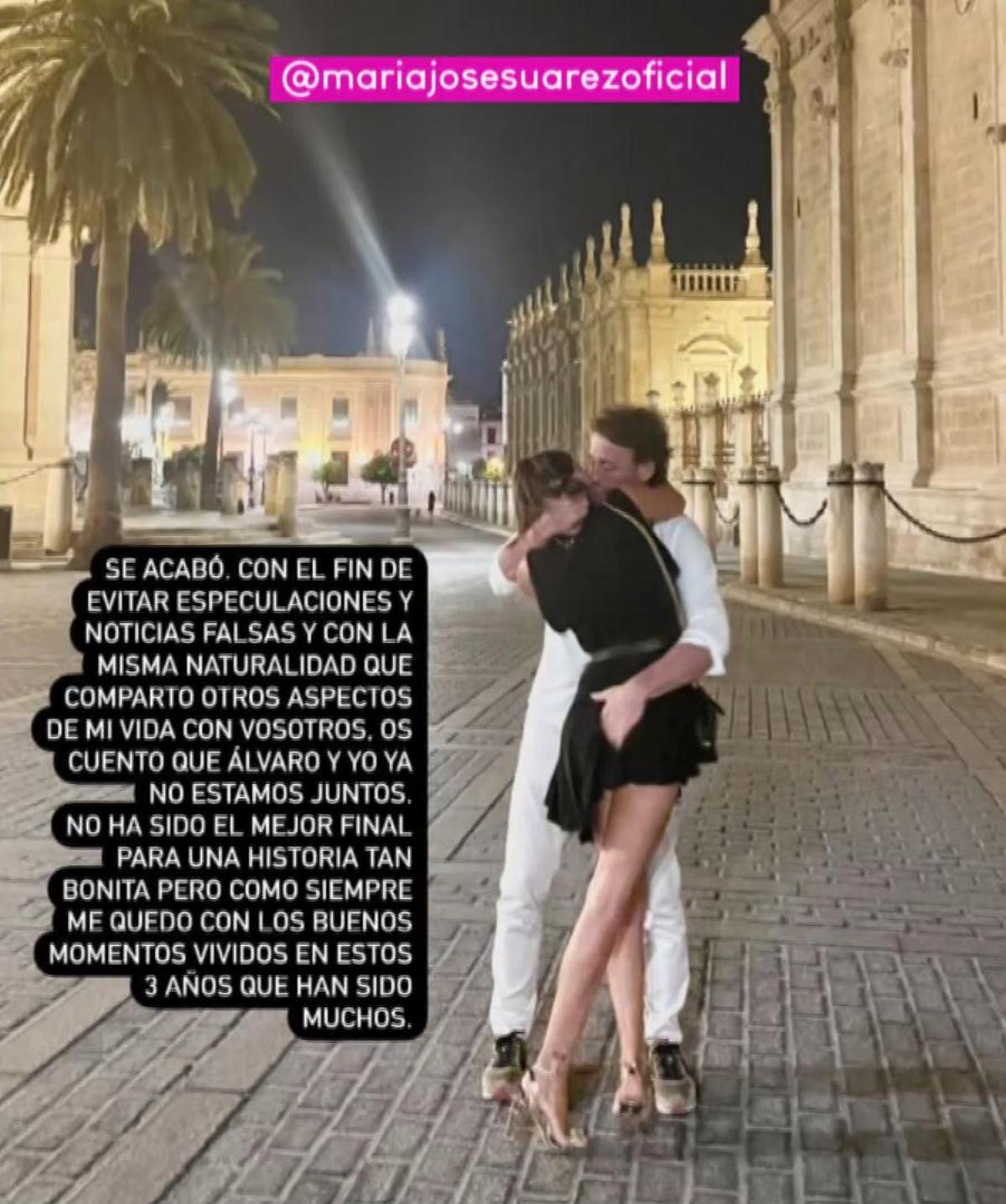 La publicación con la que María José Suárez confirmaba la ruptura en Instagram