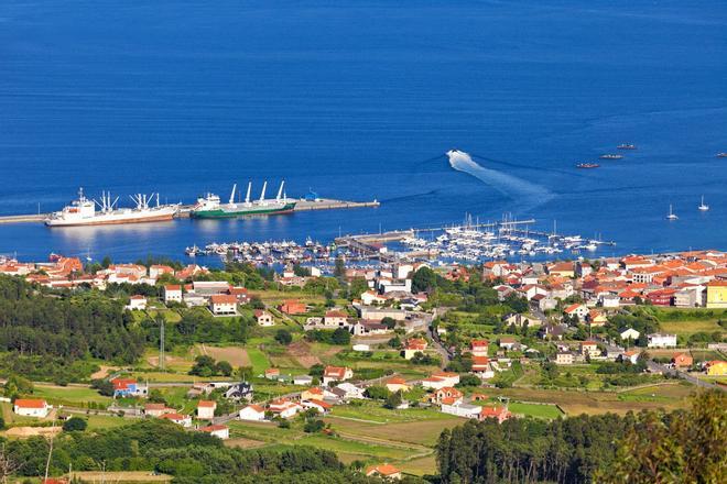 Vista aérea del puerto de Arosa