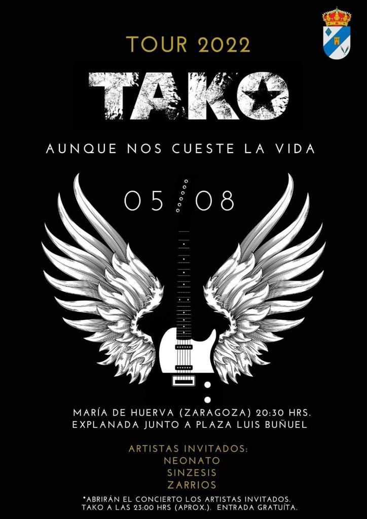 Tako actuará el viernes 5 de agosto en María de Huerva.