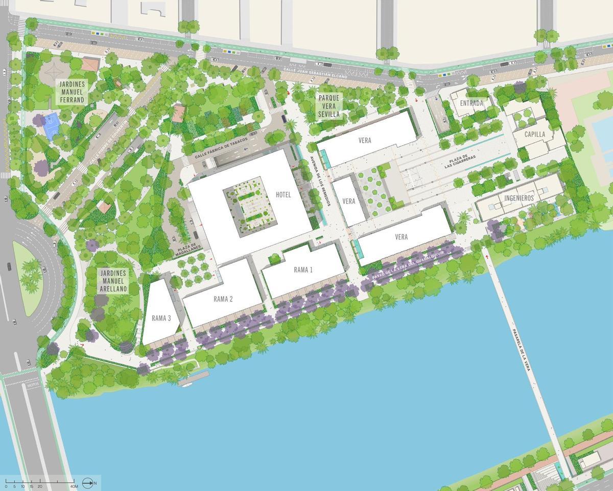 Mapa de cómo quedará la zona de la antigua fábrica de tabacos de Los Remedios tras las obras.