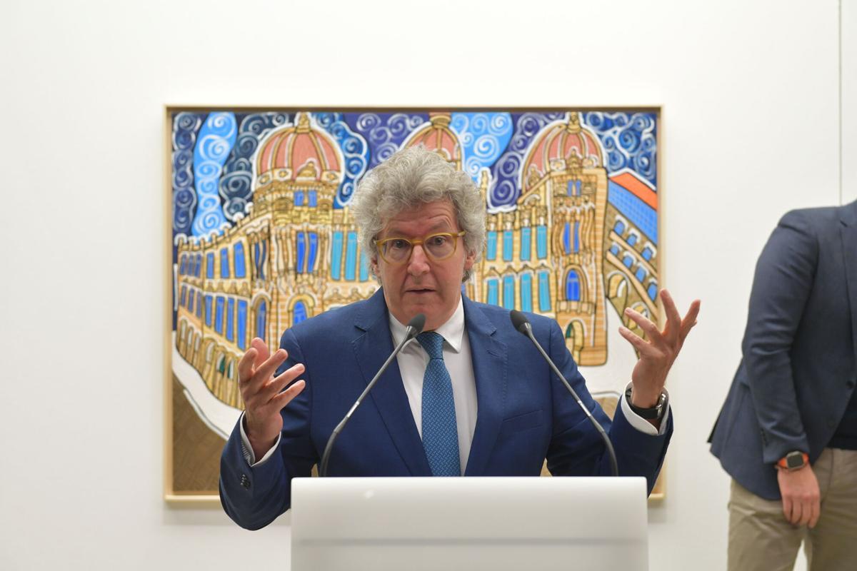 Raúl Velloso, en la inauguración de la exposición en Afundación.