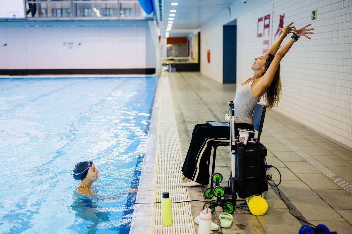Gemma Mengual, durante su entrenamiento en el CAR de Sant Cugat.