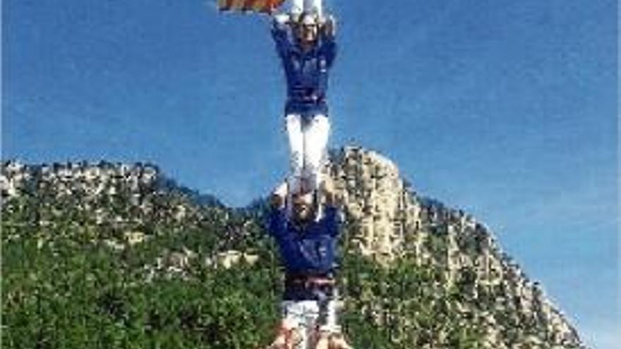 Pilar al Cim d&#039;Estela dels Castellers de Berga l&#039;agost de l&#039;any passat