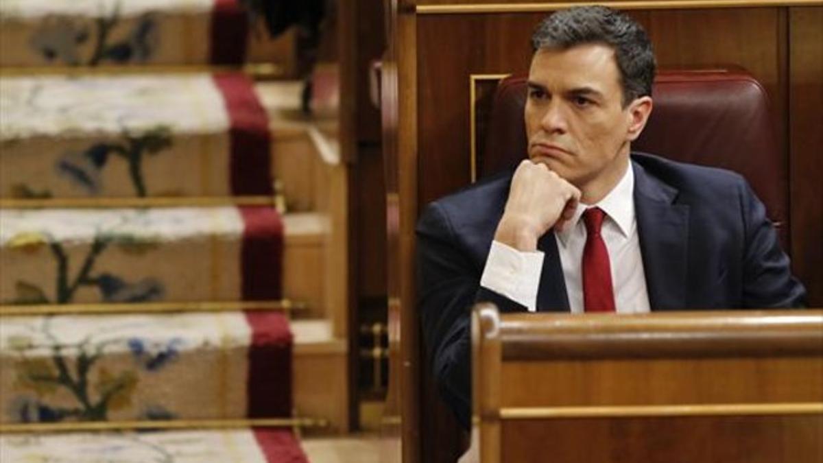 Pedro Sánchez, candidato a la investidura, en el pleno del Congreso.