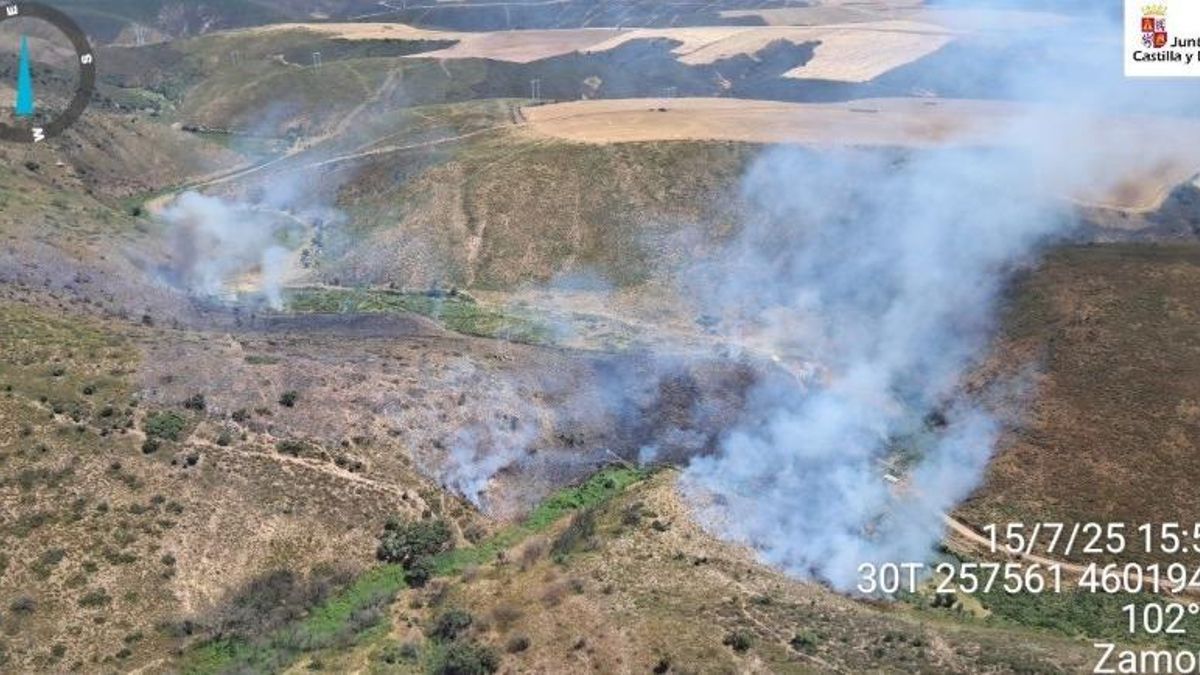 Imagen aérea de la superficie afectada por el incendio en Zamora