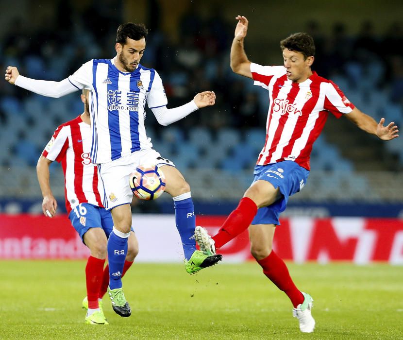 El partido entre la Real Sociedad y el Sporting, en imágenes