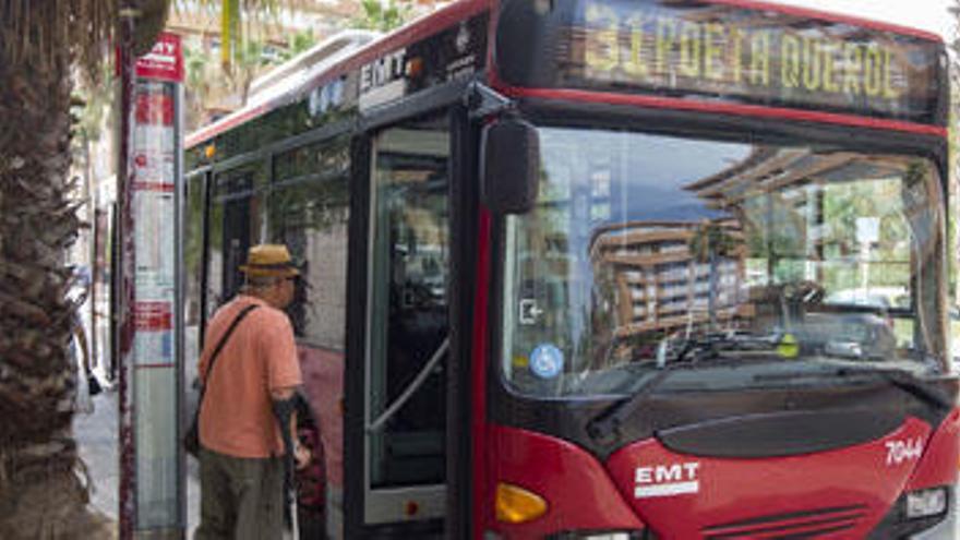 Uno de los autobuses que llegan desde hace unas semanas hasta la Patacona.