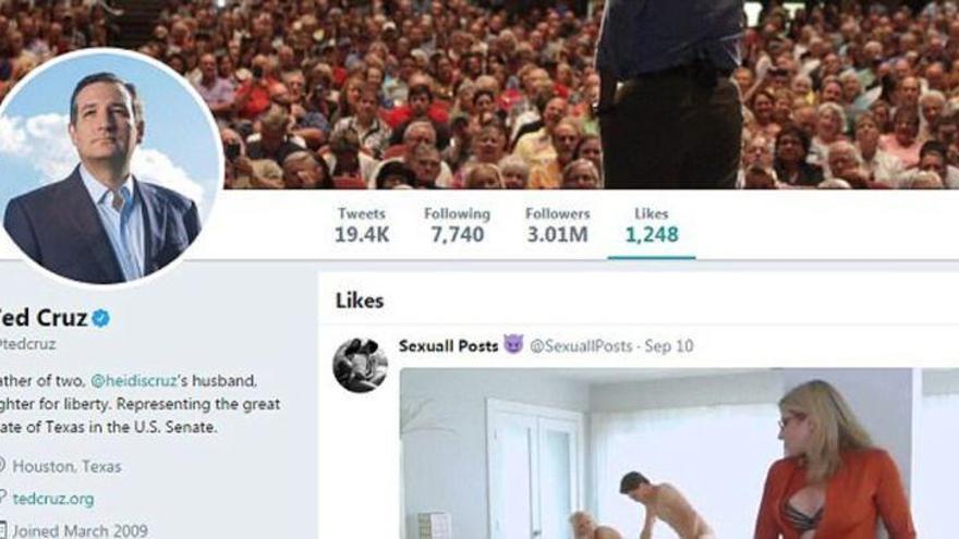 El republicano Ted Cruz le da un &#039;me gusta&#039; a un vídeo de porno duro en Twitter