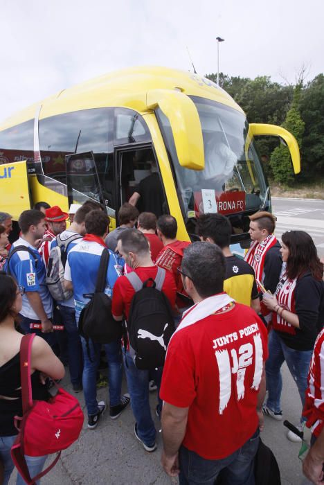 Sortida dels aficionats del Girona cap a Pamplona