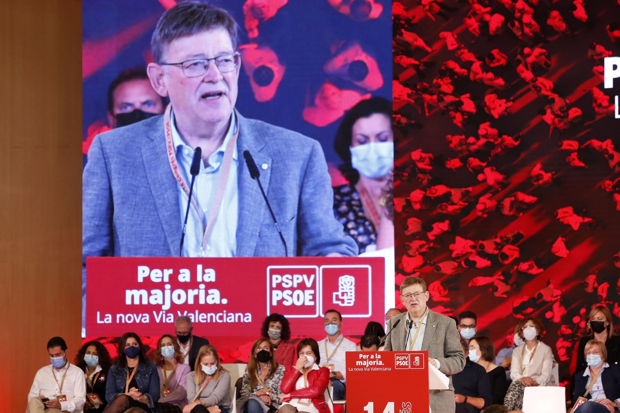 Ximo Puig, líder del PSPV, en un momento de su intervención en el congreso del partido celebrado este fin de semana en Benidorm.