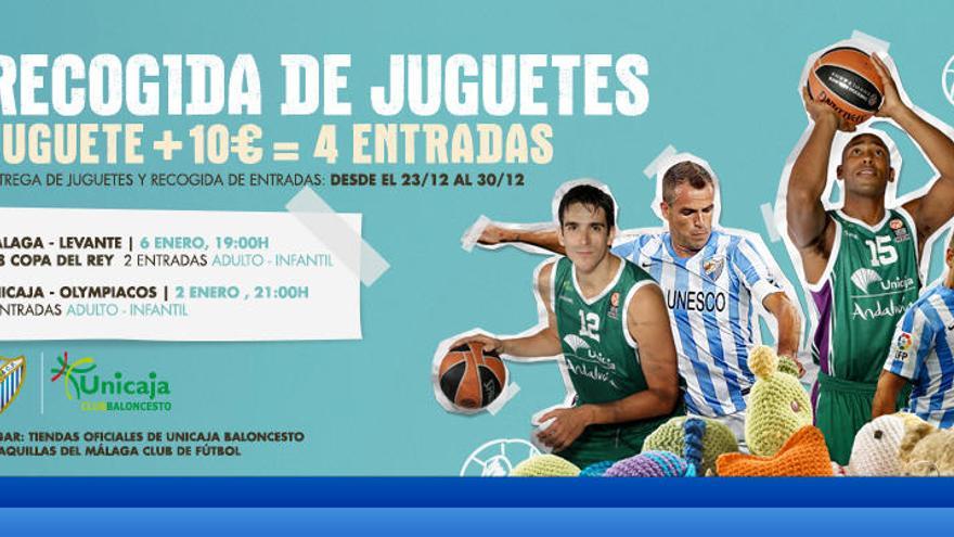 El cartel de la campaña benéfica que lanza de manera conjunta el Málaga CF y el Unicaja de cara a las fiestas navideñas.