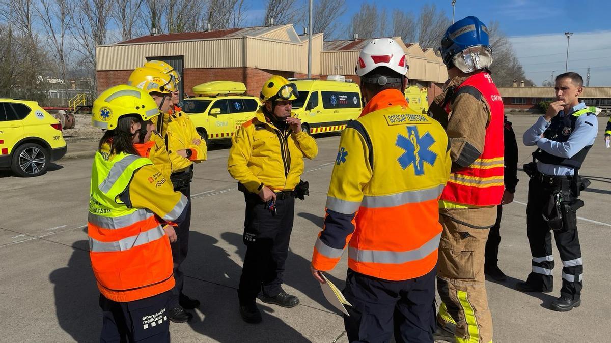 Els efetius d'emergències al punt del simulacre