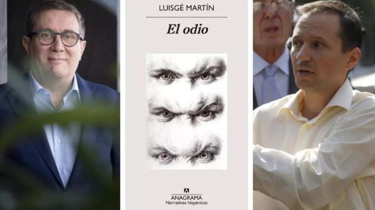 El escritor Luisgé Martín, portada del libro retirado 'El odio' y José Bretón.