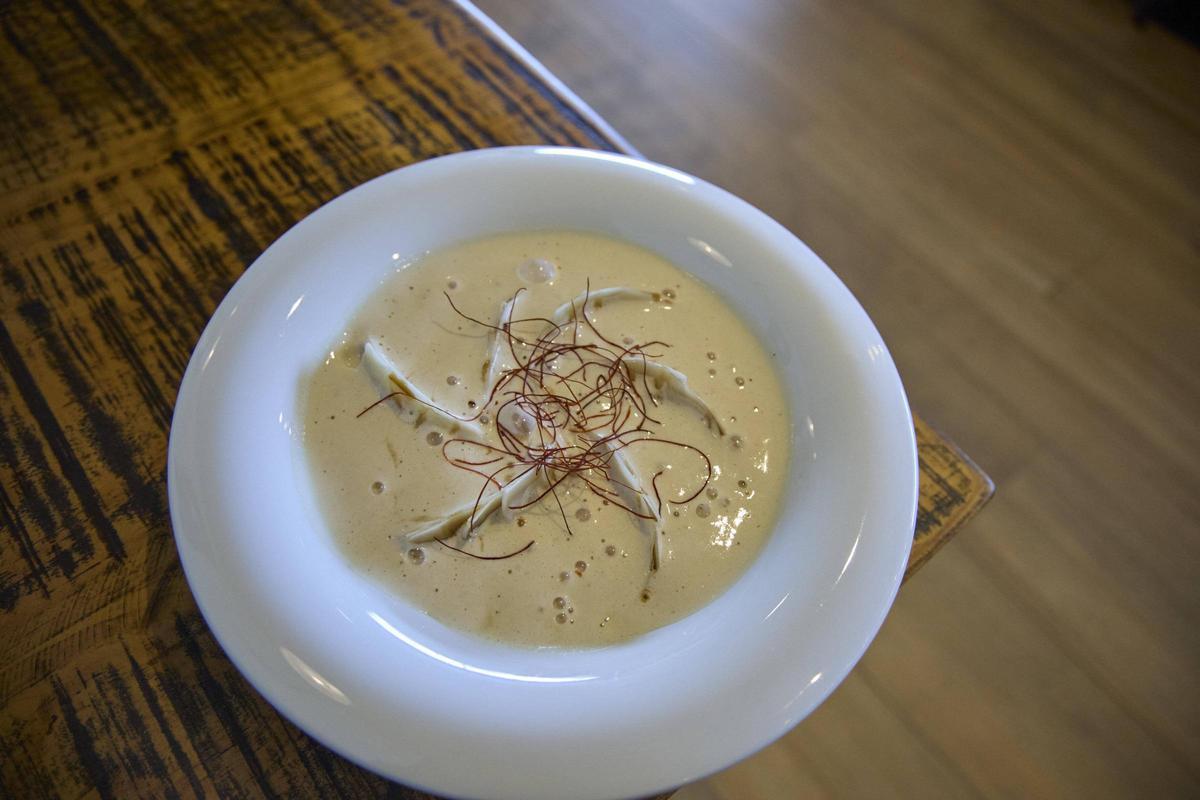 El plat de gyozas de secret ibèric del xef.