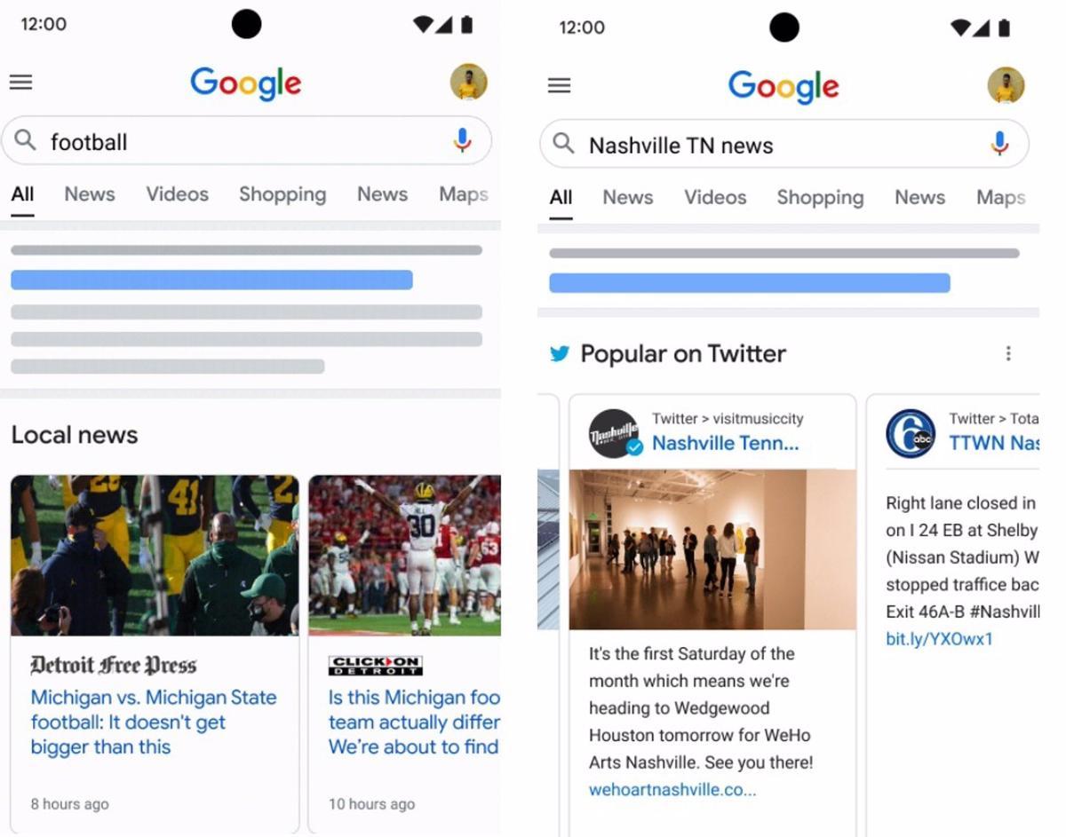 Nuevo carrusel en el buscador de Google.