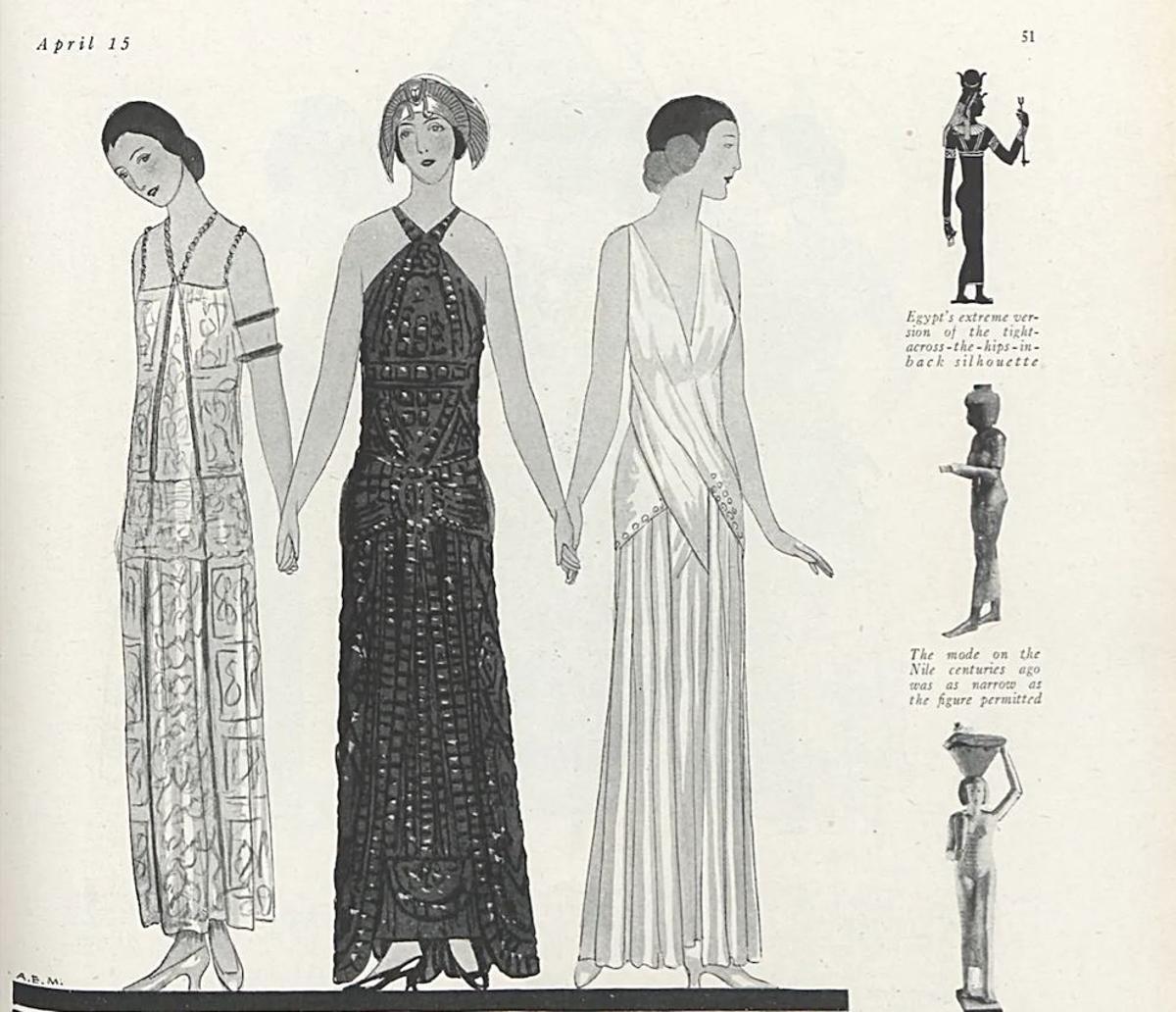 Moda de los años 20 inspirada en el Egipto de Tutankhamón.