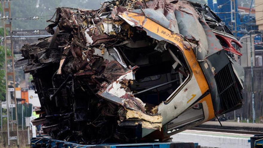 Locomotora del tren accidentado en O Porriño.