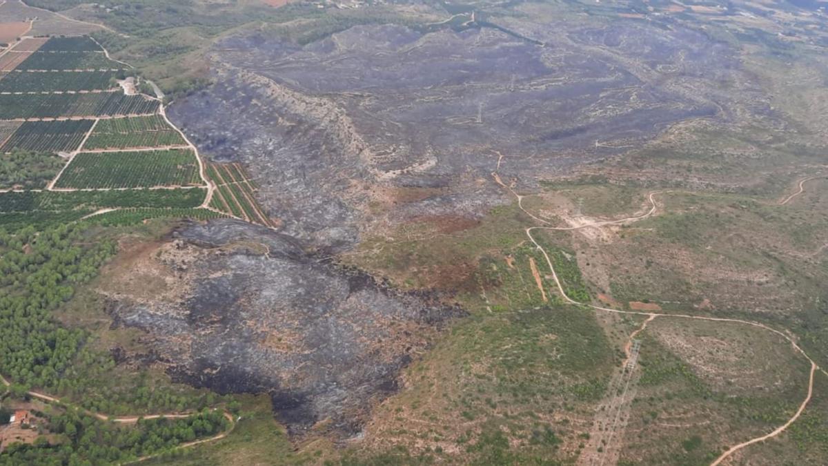 El aspecto de las hectáreas quemadas de Rafelguaraf