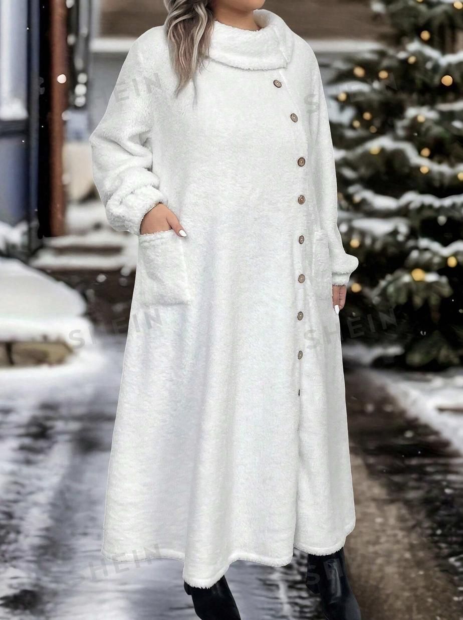 Abrigo peluche blanco y largo