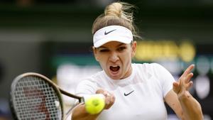 Simona Halep, en un partido de Wimbledon