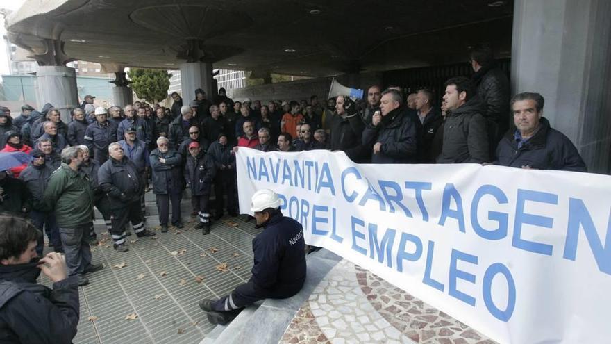 Protesta de los trabajadores de Navantia en la defensa del empleo, en una imagen de archivo.