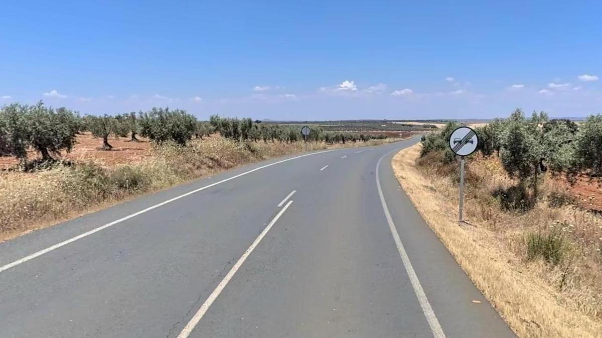 Punto donde se ha producido el accidente, en el término municipal de Montijo.