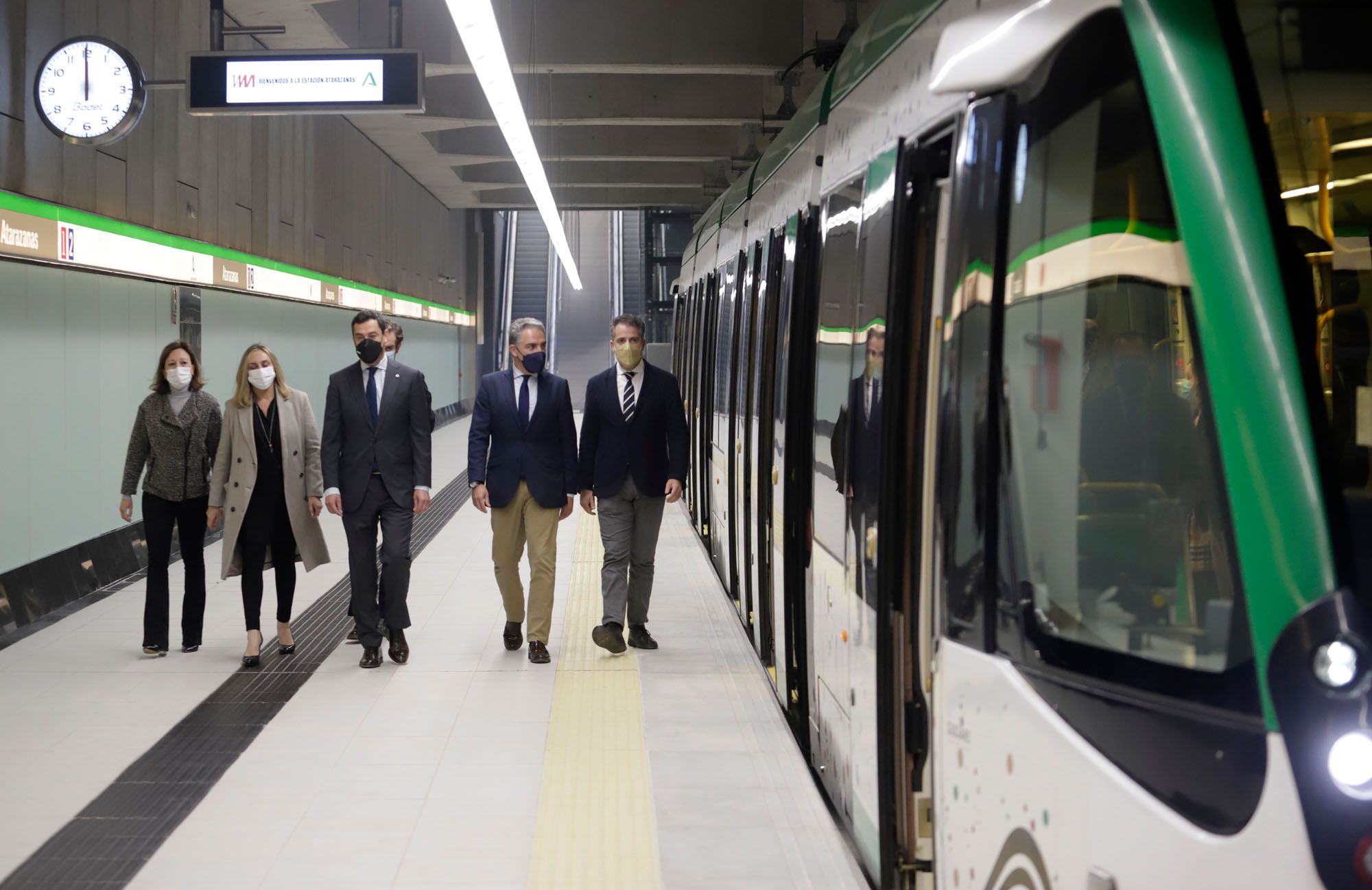 Pruebas en el tramo del metro de Málaga y visita a la estación de Atarazanas