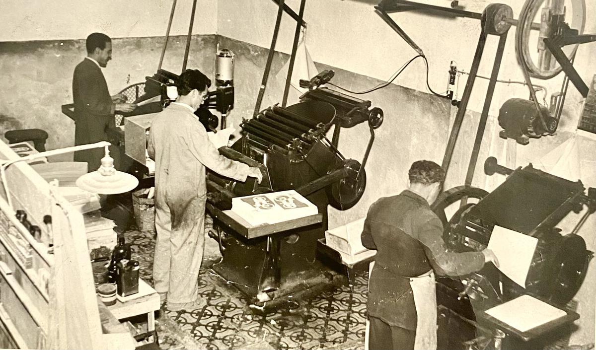 Fotografía de la imprenta en los años 1920 y 1930.