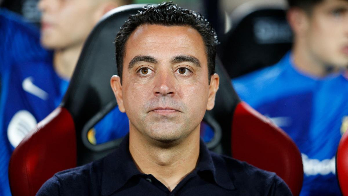 Xavi Hernández, meditabundo, durante el Mallorca-Barça.