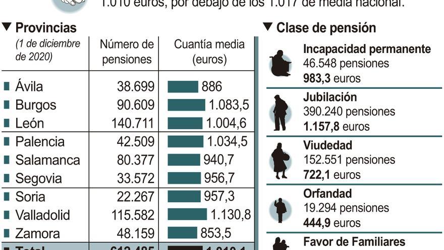 Pensiones contributivas en Castilla y León.